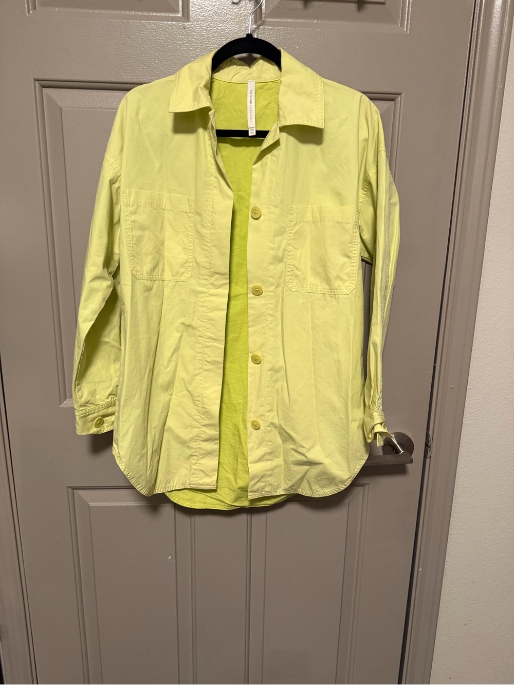 Babaton Bright Yellow/Green Casual Button-Down Shirt/Shacket